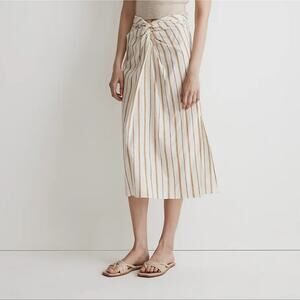 NWT Madewell Twist-Front Sarong Midi Skirt in Stripe Size 0